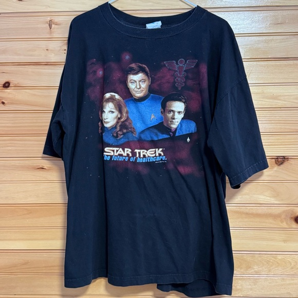 RARE Vintage 1994 Star Trek "The Future of Healthcare" Mens Black T-Shirt XXL - Picture 1 of 6